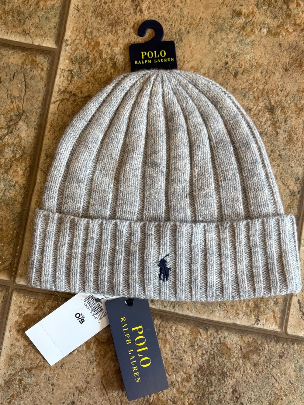 NWT Polo Ralph Lauren men’s Ribbed Knit Wool Blend Logo Beanie OS
